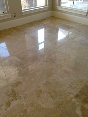 Residential travertine floor - After Residential travertine floor - After