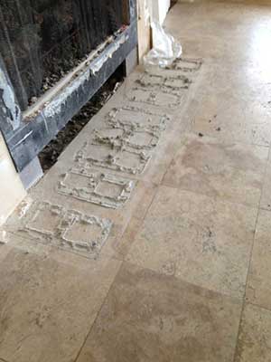 Residential travertine hearth - Before Residential travertine floor - Before