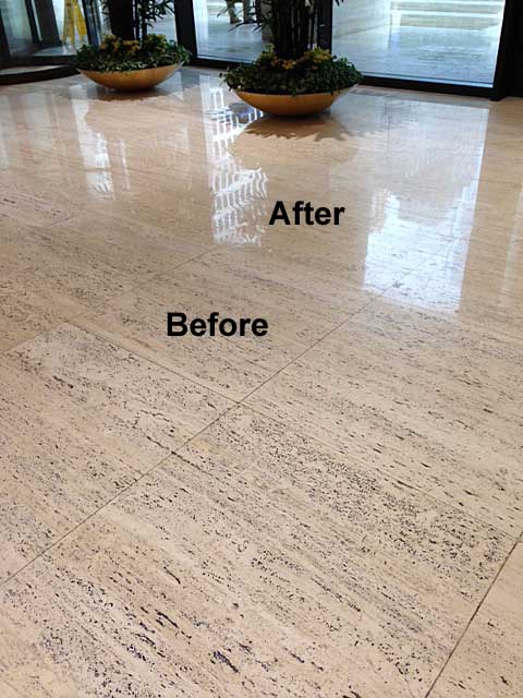 Unfilled Travertine- Before and After Unfilled Travertine- Before and After