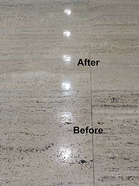 Unfilled Travertine- Before and After Unfilled Travertine- Before and After