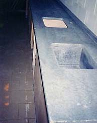 Closeup of school counter and sink after restoration. School counter and sink after restoration