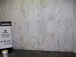 White marble wall after machine scrubbed and polished. White Marble After Cleaning
