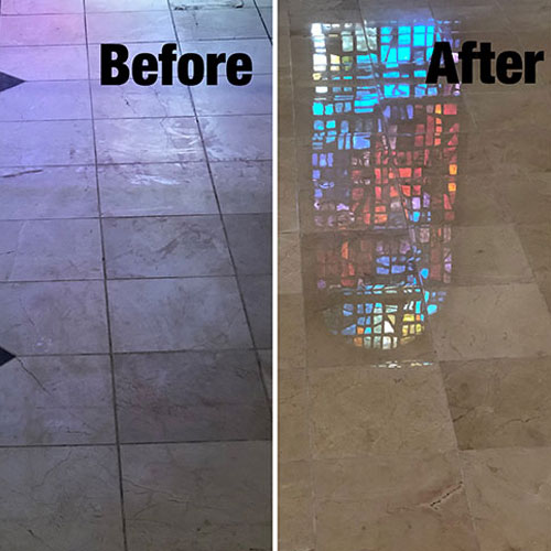Church marble floor - Before and After