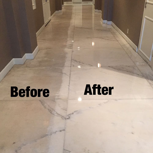 Historical hotel marble floor -  Before and After