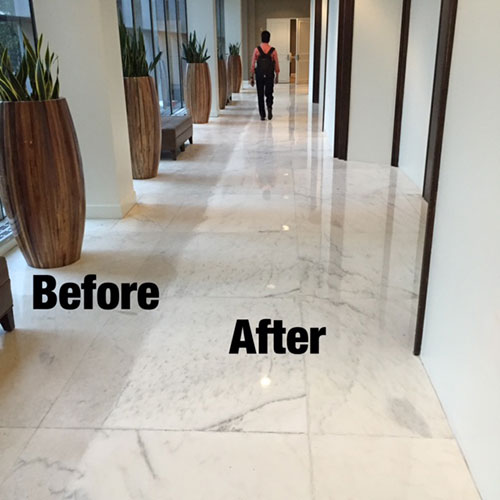 Historical hotel marble floor -  Before and After