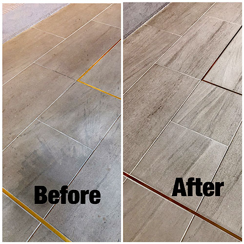 Condominium lobby floor wine stain removal - Before and After