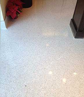 Polished and filled terrazzo floor
