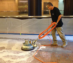 Commercial cleaning of natural stone floor.