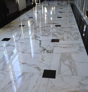 Polished marble floor of San Felipe Tower